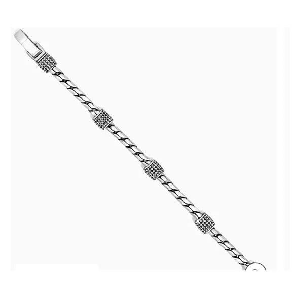 Brighton Silver Plated Braided Bracelet with Crystal Accents - Picture 3 of 9